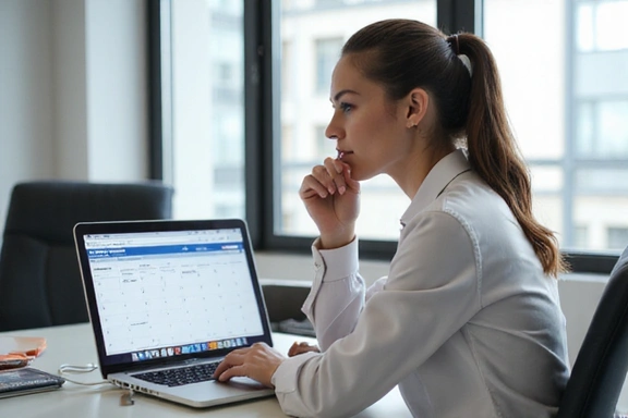 Frau, die einen Online-Kalender auf einem Laptop betrachtet